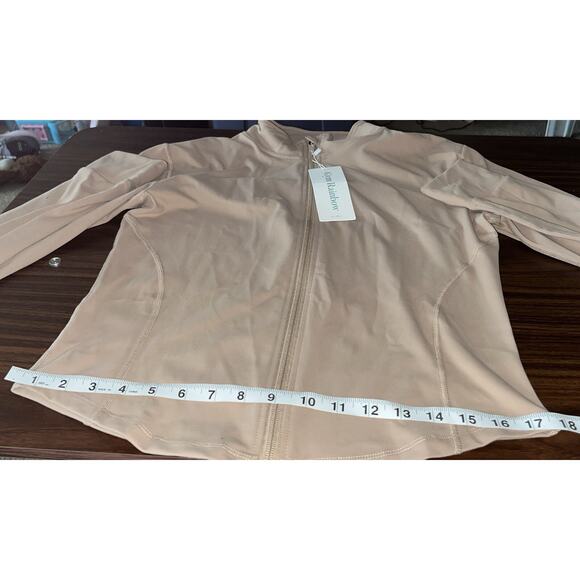 GYM RAINBOW Workout Full Zip Long Sleeve Slim Fit Running Jacket XL Light Brown - Picture 4 of 10